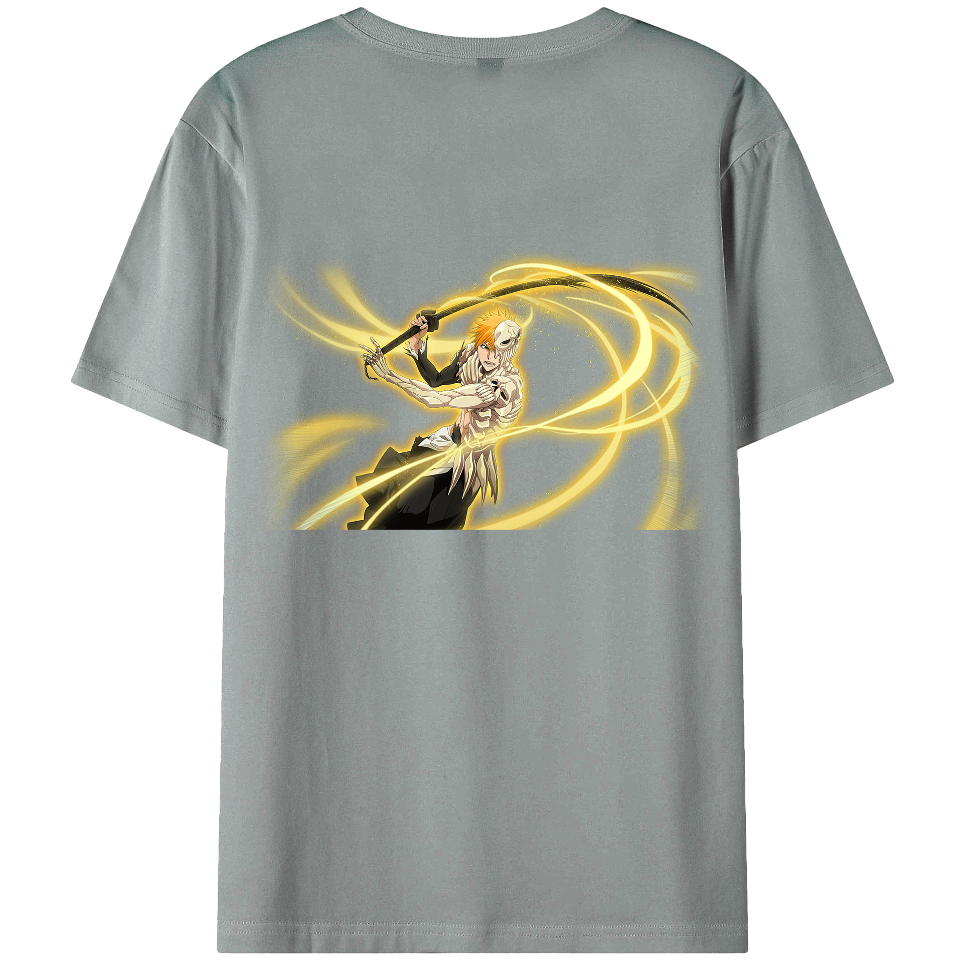 （画像用） ブリーチ 黒崎一護（くろさき いちご）BLEACH Kurosaki Ichigo 綿100％ メンズ半袖Tシャツ（バックプリント） 通気性